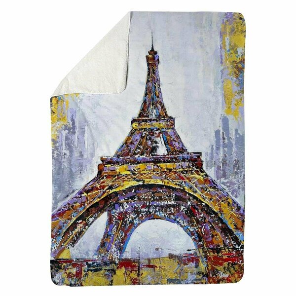 Begin Home Decor 60 x 80 in. Abstract Paint Splash Eiffel Tower-Sherpa Fleece Blanket 5545-6080-CI46